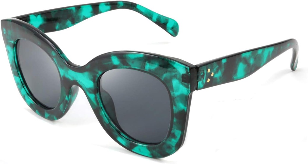 FEISEDY Retro Oversized Square Horn Gafas de sol Semi Cat Eye Butterfly Glass Big Thick Bold Frame B2572