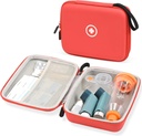 Caso de viaje duro Fukumi para inhalador de asma, inhalador caso espaciador para niños y adultos, máscaras, accesorios de asma Caso con bolsillo de malla para la medicina y otros accesorios, rojo (sólo caja)
