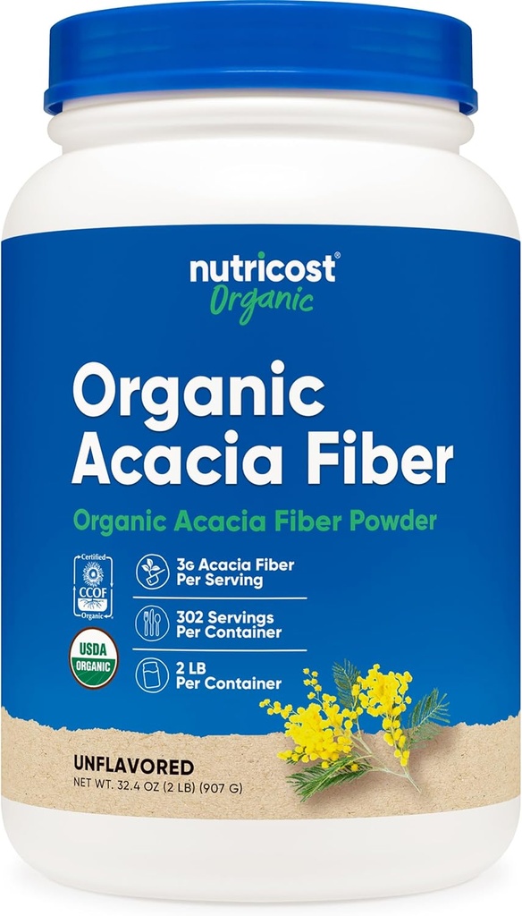 Nutricost Organic Acacia Fiber Powder (2 LB) - USDA Certified Organic, Non-GMO, Gluten Free