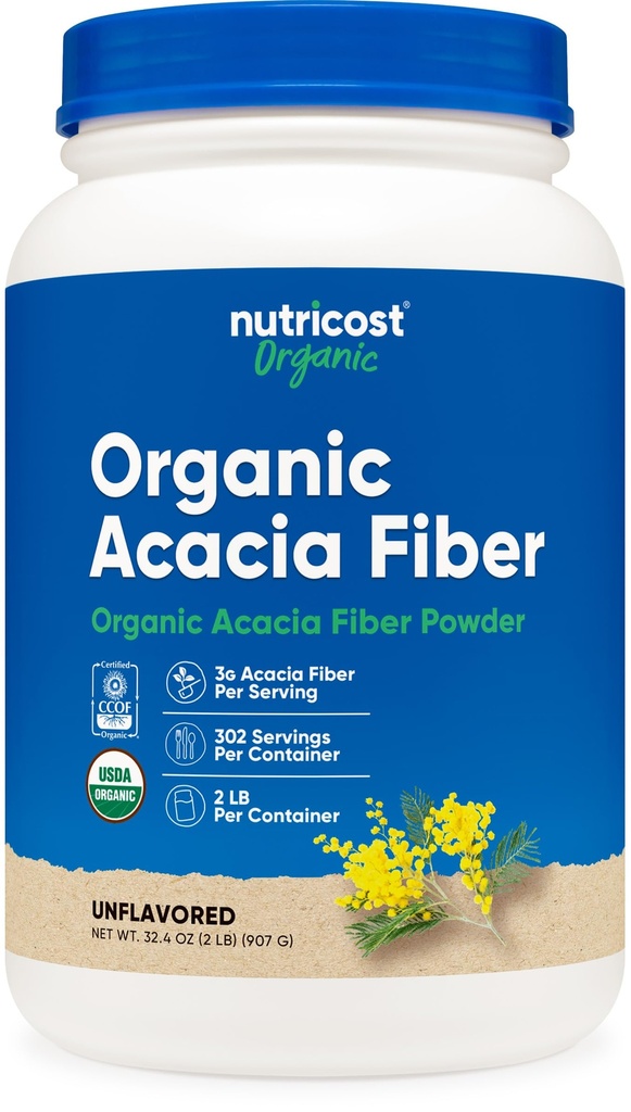 Nutricost Organic Acacia Fiber Powder (2 LB) - USDA Certified Organic, Non-GMO, Gluten Free