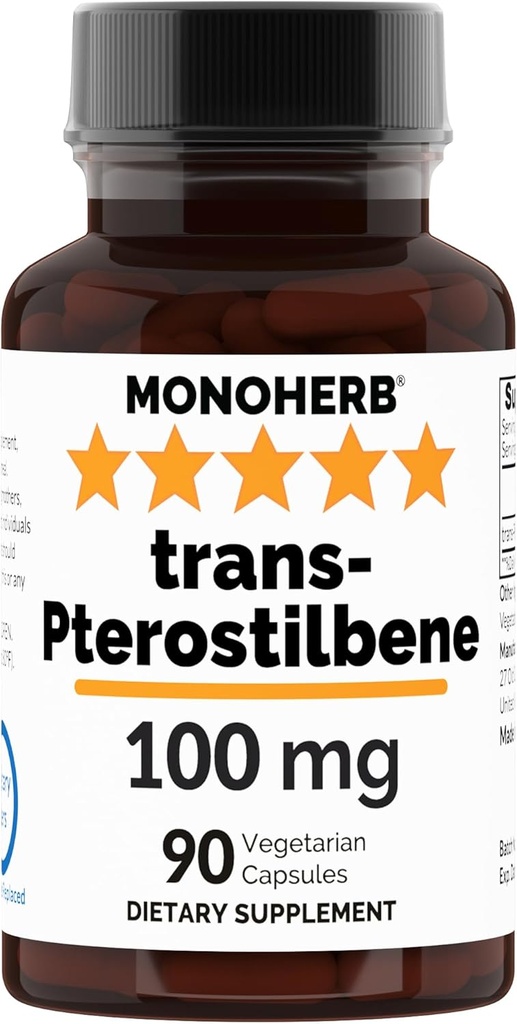 MONOHERB Trans-Pterostilbene 100 mg por cápsula - 90 cápsulas vegetarianas