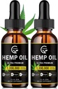 (2-Pack) Aceite de cáñamo de alta potencia - Fuerza máxima, Soporte de sistema inmunitario, calma de enfoque, relajación, orina, extracto puro, orgánico, vegano, no GMO