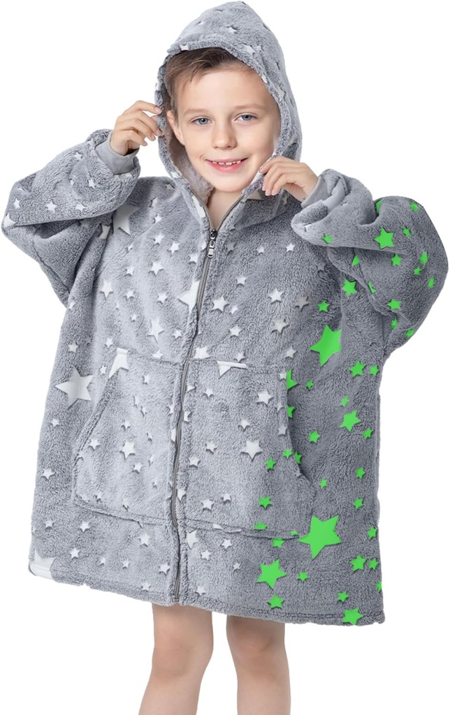 MeMoreCool Wearable Blanket Kids Blanket Hoodie, Hooded Blanket Kids Comfy Blanket Sweatshirt, Toddler Blanket con Hood