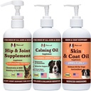 Natural Dog Company Wellness Bund$le for Dogs, Food Toppers, Liquid Supplements with (1) Skin &amp; Coat Oil, (1) Liquid Glucosamine, (1) Calming Oil