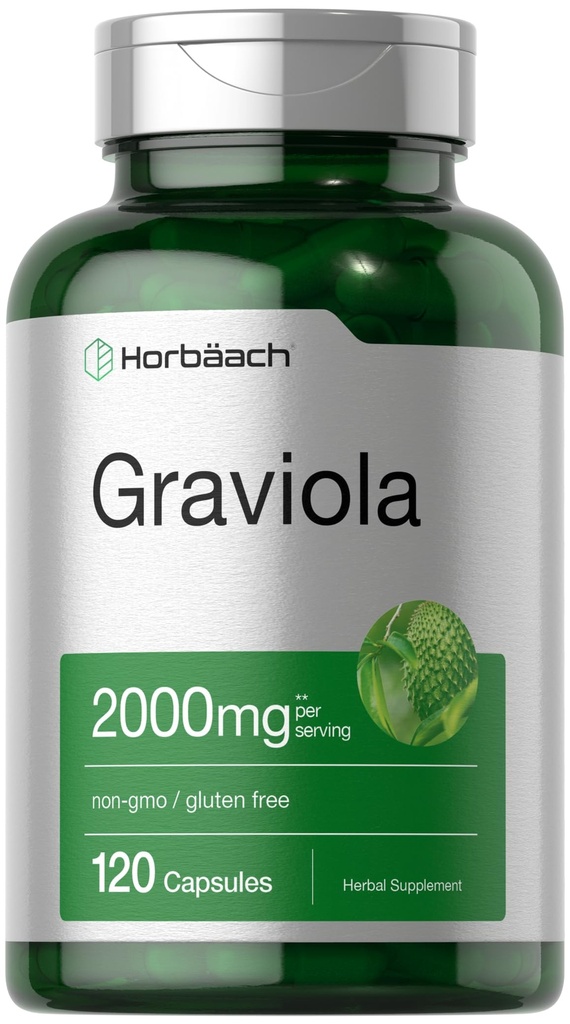 Horbäach Graviola Capsules | 120 Count | Soursop (Annona Muricata) | Non-GMO & Gluten Free