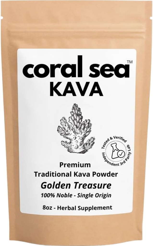 Kava Powder Noble Kava Kava Root Drink Vanuatu Tradicional Grind Tea Calming Uplift Balanced Strong Natural Bitter Flavor Golden Treasure 8oz