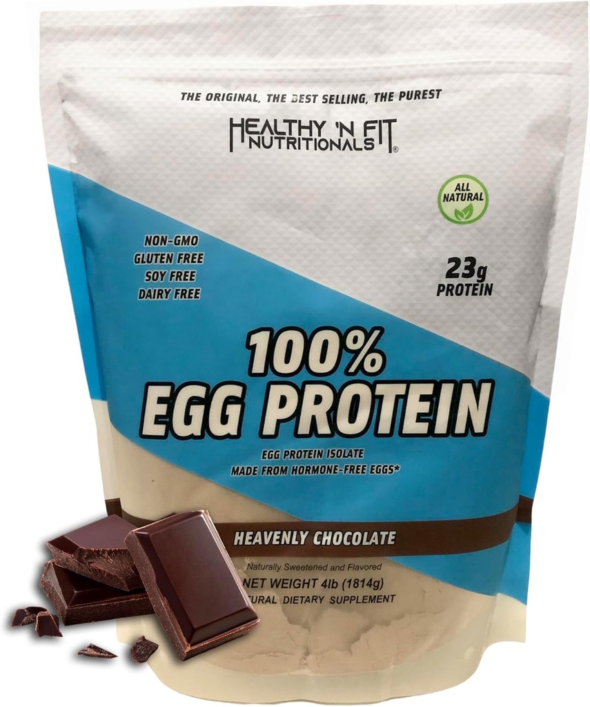 saludable 'N Fit 100% Egg Protein- Chocolate (4lb): 100% Egg White Protein. Zero Lactose, Zero Sugar.- Ultra Puro, Natural Egg Protein Isolate