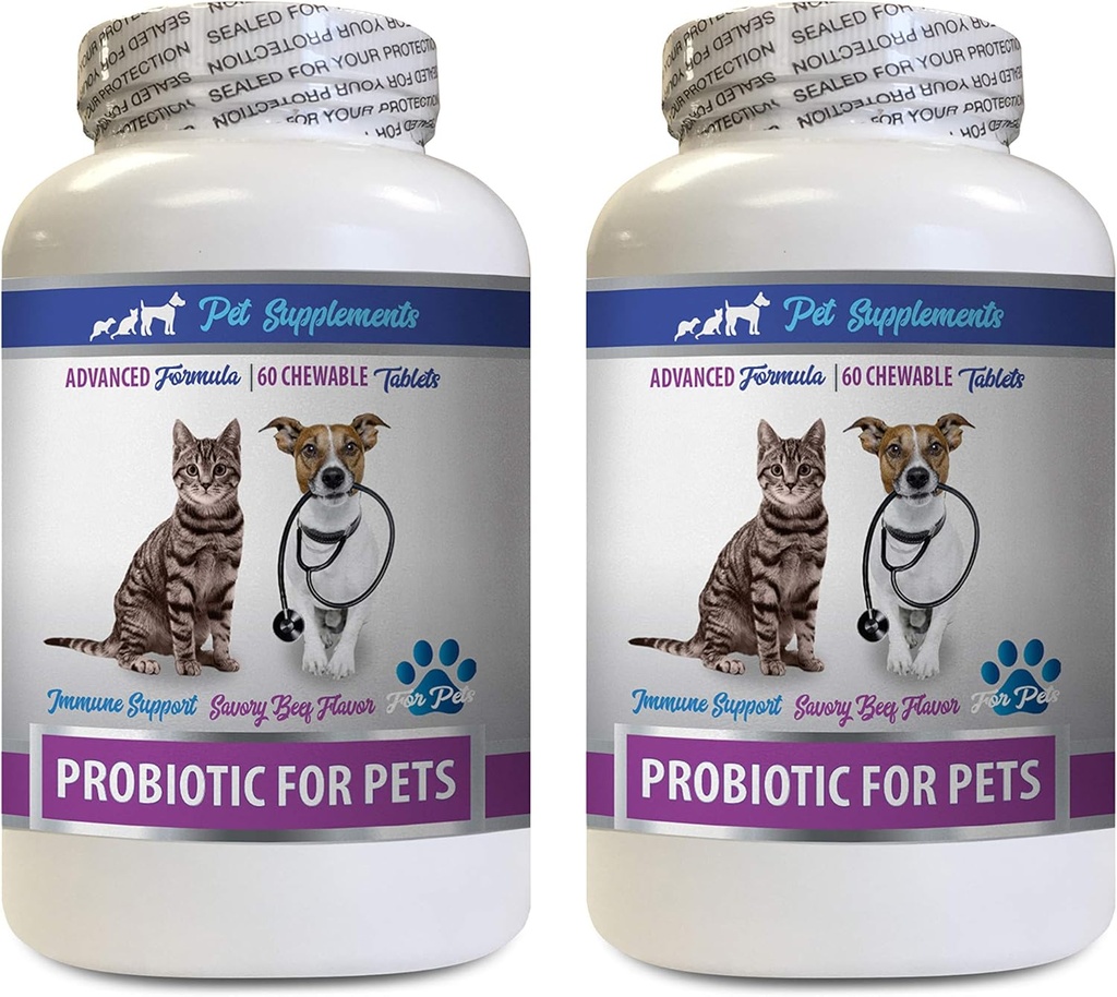gato Bad Breath Treats - PROBIOTICS for Pets - Dogs Cats - Bad Gas and Breath Treats - Advanced Immune Boost - Los mejores probióticos para gatos - 2 Botellas (120 Treats)