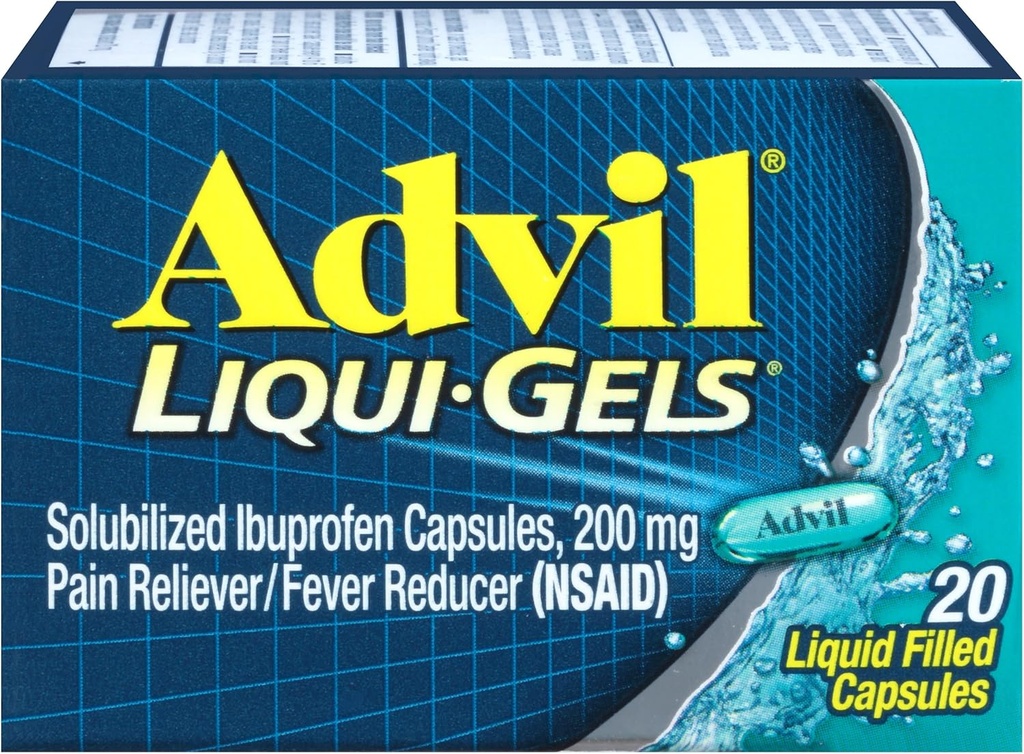 Alimentador de dolor advil / Fever Reductor Liqui-Gels 200mg - 20 ct, Pack de 3
