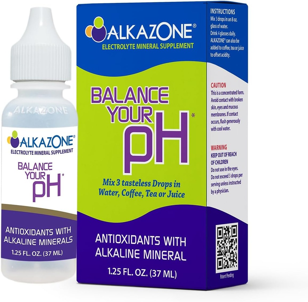 Alkazone Balance Tu pH, Antioxidantes Alkaline Mineral Drops, Single 1.25 Oz Pack, Portable, Yields 10 Gallons of alkaline, antioxidant Water, Unflavored, pH Balance, Hydration