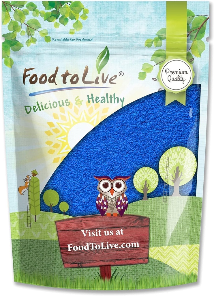 Comida para vivir Blue Spirulina Powder, 8 onzas — Puro Raw Blue-Green Algae Extract, Kosher, Vegan, No-Irradiated, Rich in Phycocyanin, Great for Juices, Smoothies, Shakes, Drinks, and Food Coloring
