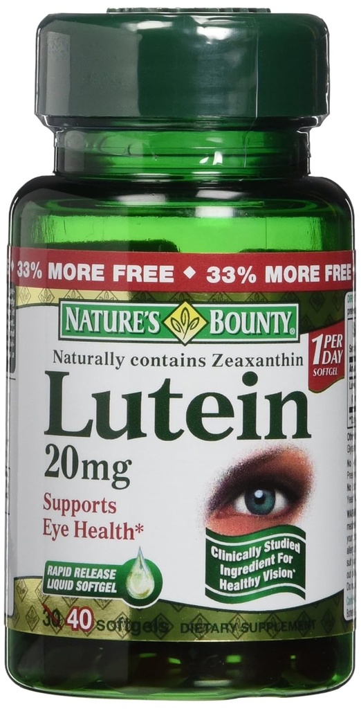 Bounty Nature's Bounty Lutein 20mg, 40 Softgels 40 Cuenta (Pack of 4)