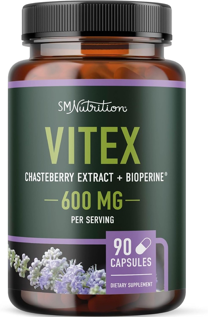 Vitex Chasteberry Suplemento 600mg ANTE Agnus Castus for Women's Hormone Balance, Menopause, Menstrual Regularity &amp; Hormonal Acne* TEN Certified Gluten-Free, Vegetarian TEN 90 Capsules, 3-Month Supply