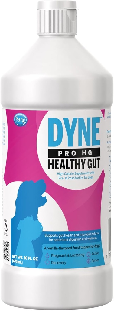 PetAg Dyne PRO HG Gut saludable para perros " cachorros 8 semanas " más vieja - 16 oz - Calorie alta suplemento nutricional líquido con pre- " post-bótico - apoya la resistencia " Gut Health - Sweet Vanilla Flavor