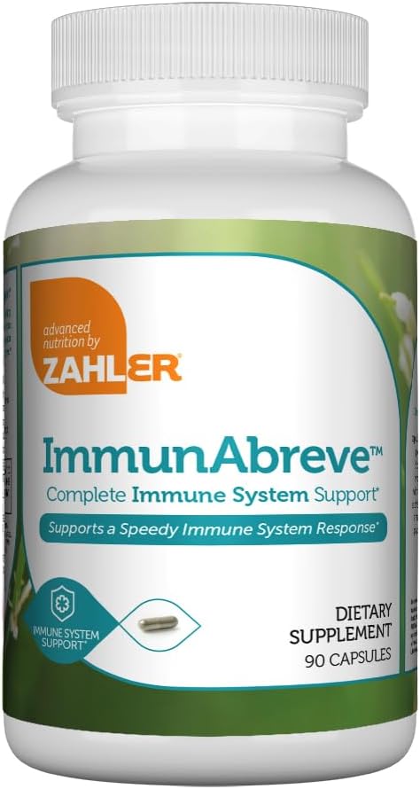 Zahler ImmunAbreve, Powerful Immune System Support, Contiene Vitamina C Pantothenic Acid Echinacea y Más, Certified Kosher (90 cápsulas)