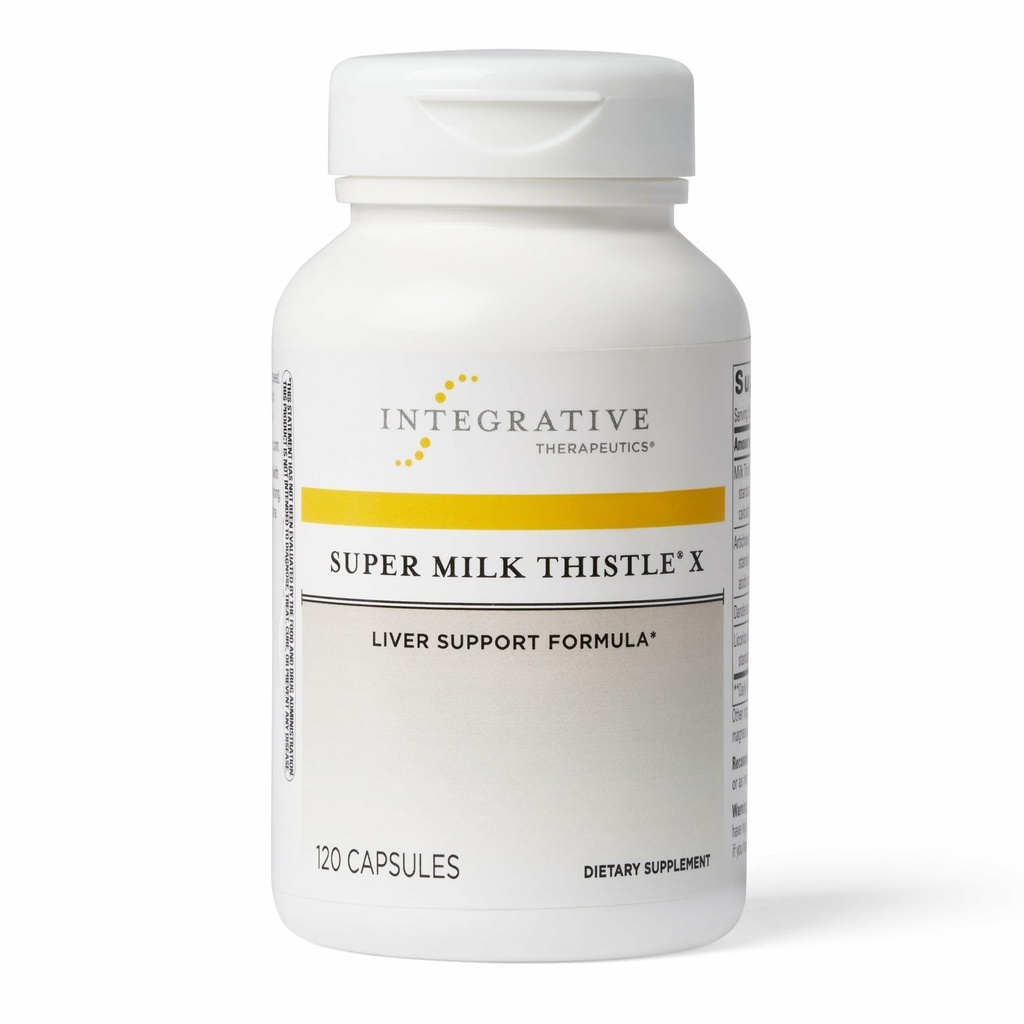 Terapéutica integrada Super Milk Thistle X - Suplemento herbal para el soporte de salud del hígado con cardo de leche, extracto de raíz de regaliz &amp; Más* - libre de gluten &amp; sin lácteos - 120 cápsulas (120 piezas)