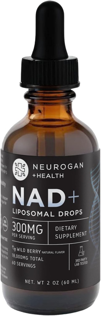 Neurogan NAD+ Liposomal Drops - 300mg Por Serving, 18,000mg Total - Liquid Drops Supplements - Cellular & Immune Support NAD Supplement - Nicotinamide Adenine Dinucleotide for Women &amp; Men