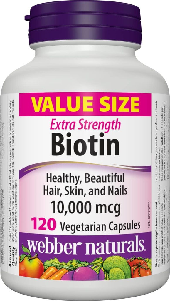 Webber Naturals Biotin Extra Strength 10,000 mcg, 120 cápsulas