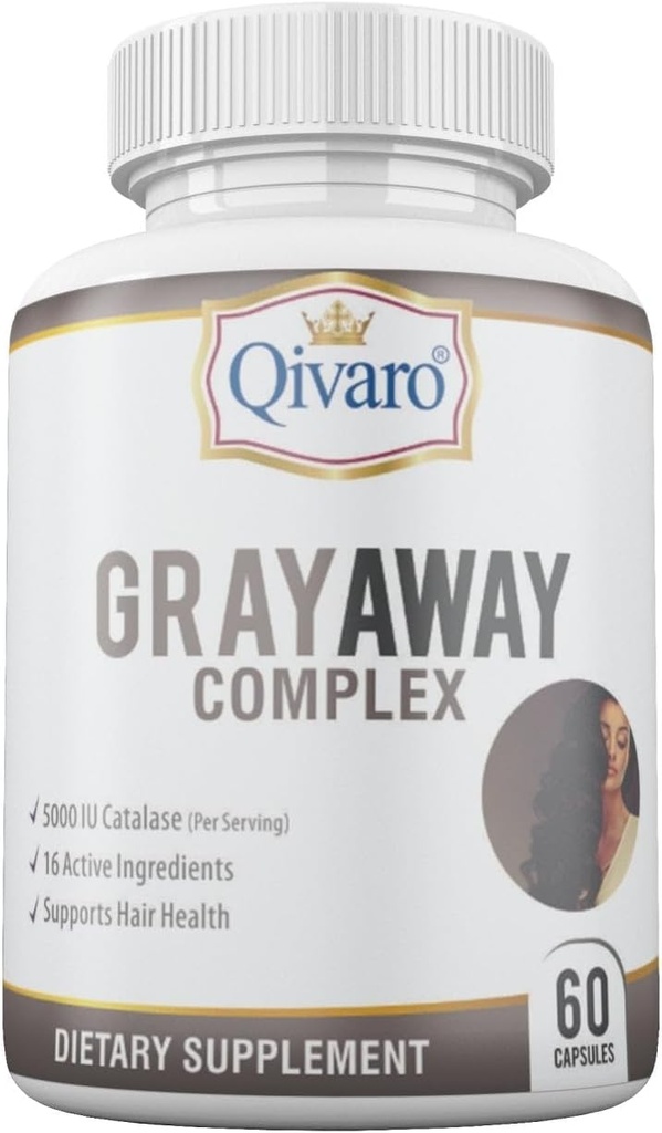 Gray Away Complex - Advanced Unisex Supplement for Natural Hair Restoration - Invierte el gris para hombres y mujeres - 60 cápsulas