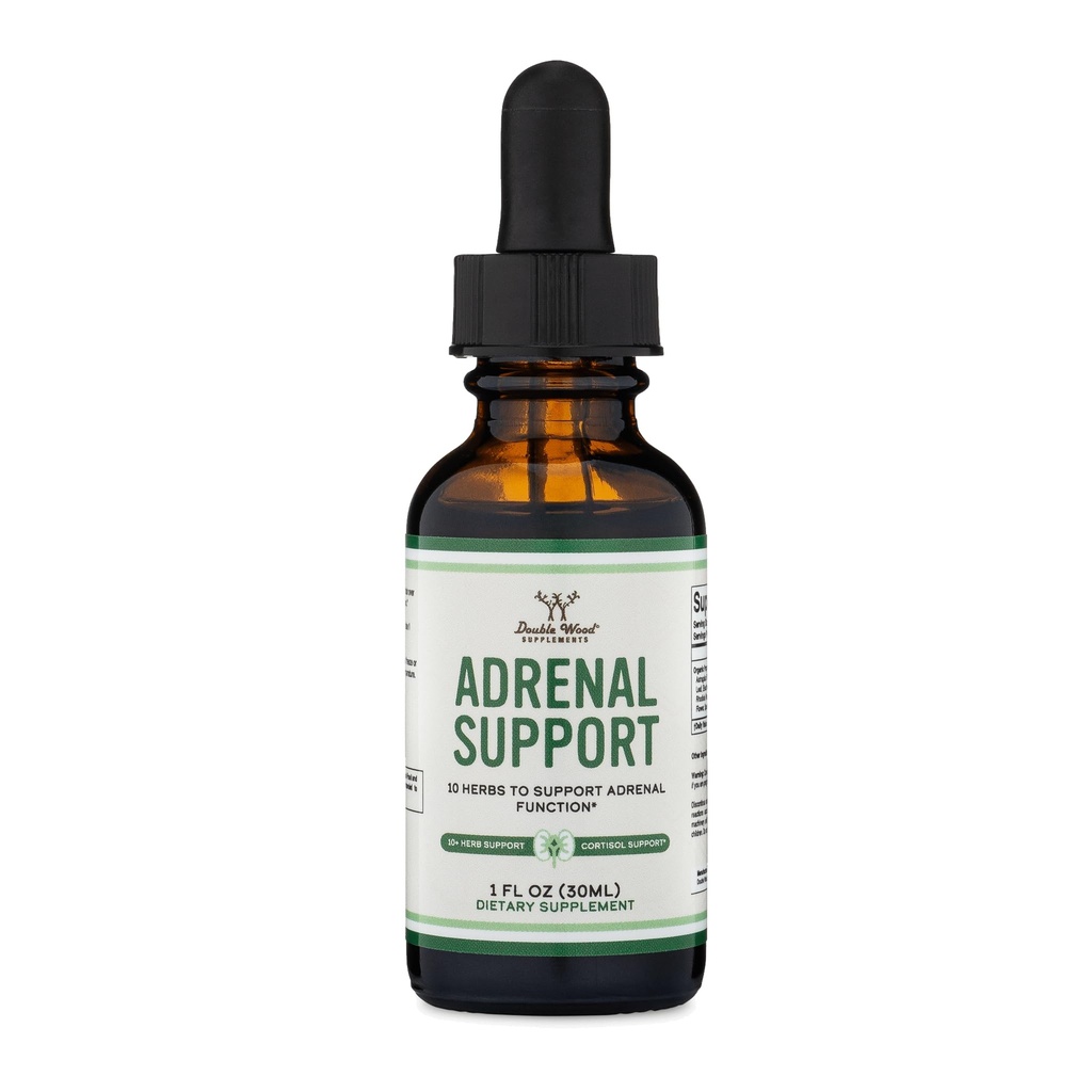 Suplementos de Apoyo Adrenal (Liquid Drops) - 10 Adaptógenos Orgánicos para la Fatiga Adrenal (un mes de suministro) Gerente de Cortisol para el Alivio del Estrés (10 Herbs Apoptógenos para la Salud Adrenal) por Madera Doble