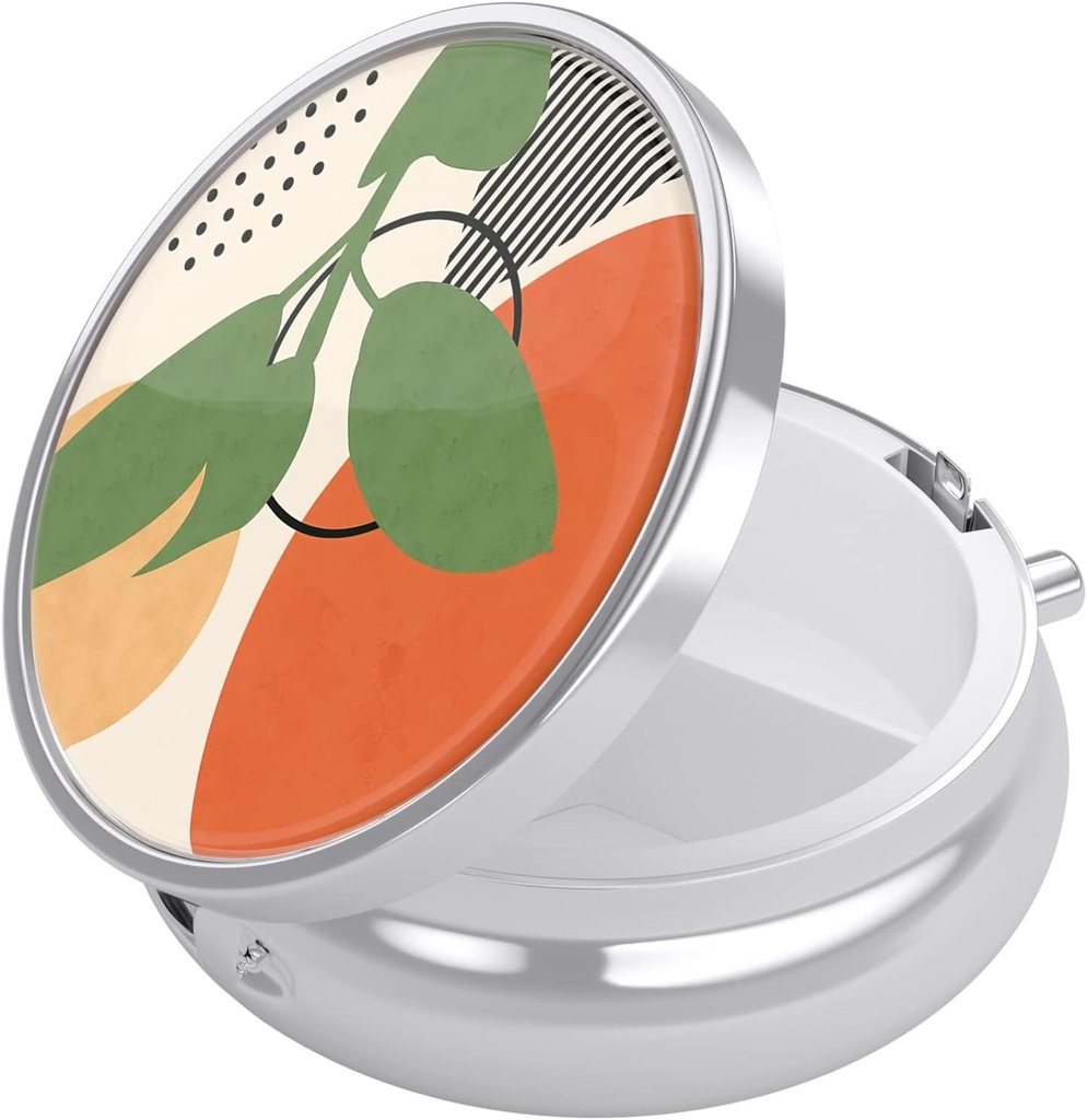 Nipichsha Pill Box, Small Pill Case for Purse & Pocket, Cute Travel Medicine Organizer, Portable Medicine Container Holder to Hold Vitamins, Medication, Fish Oil &amp; Supplement, Tropical Plants