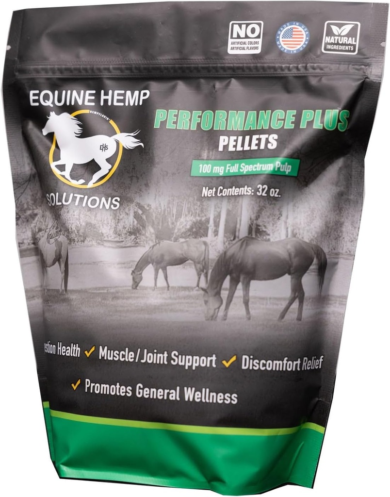 Performance Plus Equine Hemp Supplement 100mg - 32 oz - Official Equine Hemp Product of The PRCA, WPRA, WSTR y RSNC