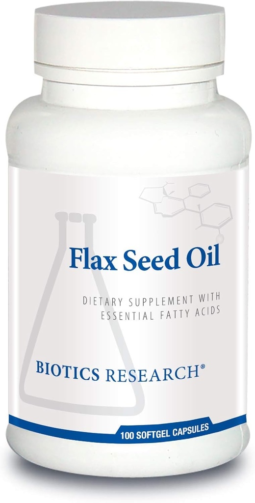 Biotics Research Flax Seed Oil Cada Cápsula Contiene 1.000 de Pure Flax Seed Oil. Cold Presionado por Certified organically Grown Flax Seed. Heart Health. 100 Softgels