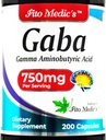 FITO MEDIC'S Lab- GABA, 750 mg por Serving, 200 cápsulas, suplementos GABA, absorción ultra alta - Aminoácidos - GABA Powder - ácido butírico s.