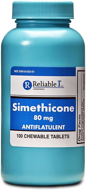 Reliable 1 Simethicone 80mg Anti-Gas 100 Peppermint Tablets (1 Bottle)