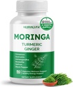 Moringa 12-in-1 Suplemento con Turmeric Cinnamon Quercetin Ashwagandha Ginger Boswellia Nettle Saffron Tart Cherry Ajo - Made in The USA