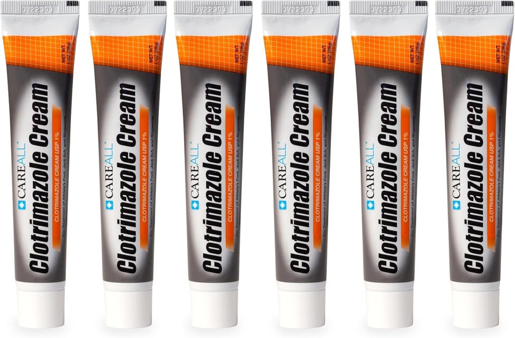 CareAll Clotrimazole Antifungal Cream 1% USP 1.0 oz. (6 Pack), Cures Most Athlete’s Foot, Jock Itch y Ringworm, Sooths y Alivia la picazón, la quema y el bloqueo de estas condiciones