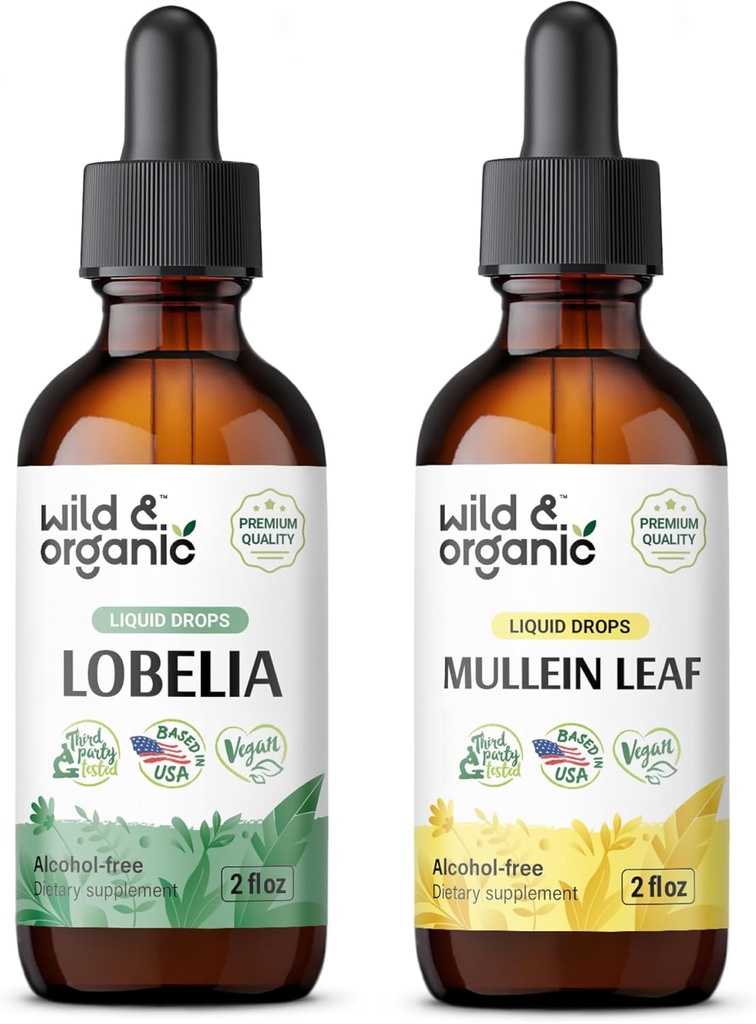 Wild &amp; Organic Lobelia Tincture 2 fl oz &amp; Mullein Tincture2 fl oz