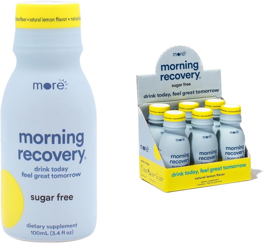 Electrolito de recuperación de la mañana, leche bebe proprio fórmula a Hydrate mientras bebe, DHM líquido altamente fluido, no GMO, Vegan, libre de gluten, limón libre de azúcar, paquete de 6