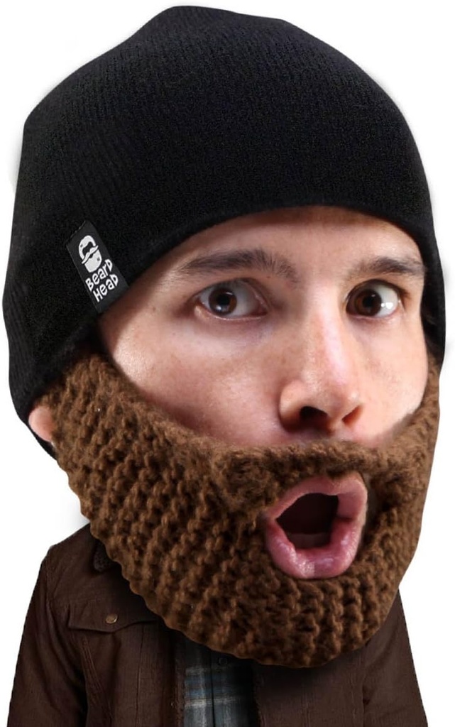 Cabeza de barba Stubble Populous Beanie - Sombrero original hecho a mano y barba extraíble