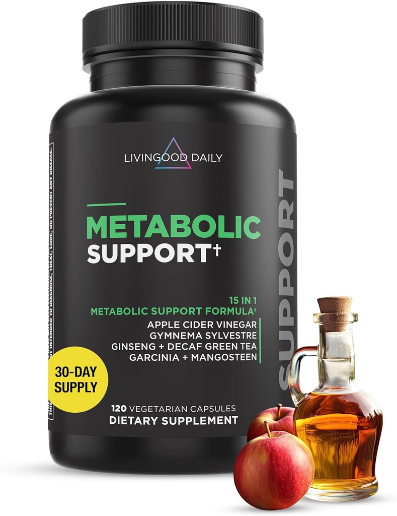 Livingood Daily Metabolism Booster for Women & Men, Metabolic Support (120 Vegetarian Capsules) - Metabolism Boost Supplement Supports Digestive & Heart Health - Non-GMO, Gluten-Free, & Vegan
