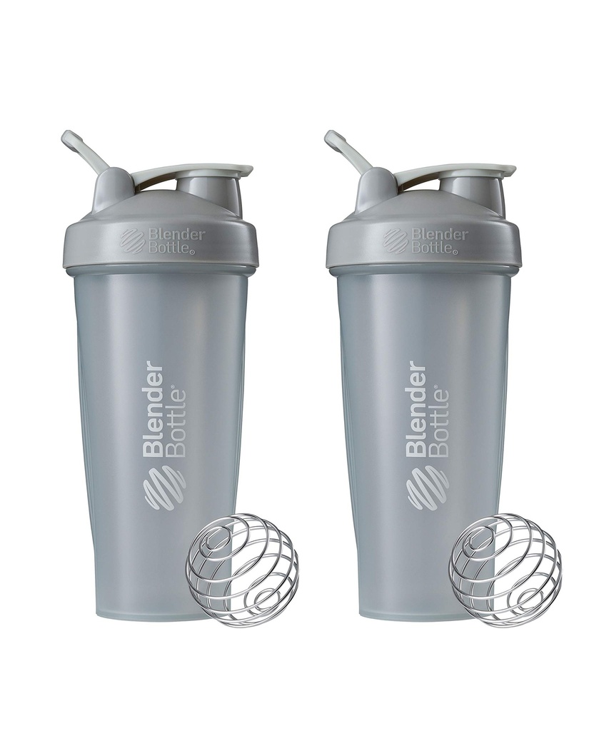BlenderBottle Classic Shaker Bottle Perfect for Protein Shakes and Pre Workout, 28-Ounce (2 Pack), Pebble Grey