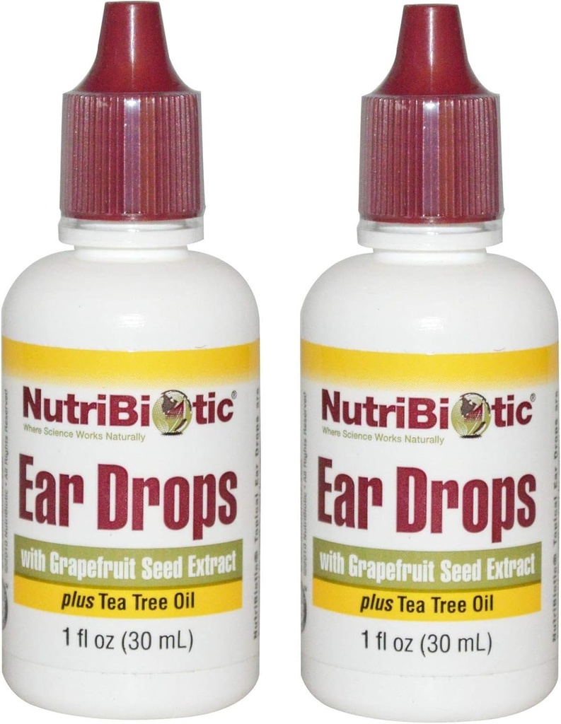 NutriBiotic Ear Drops with Grapefruit Seed Extract and Tea Tree Oil (Pack of 2), 1 Oz Cada