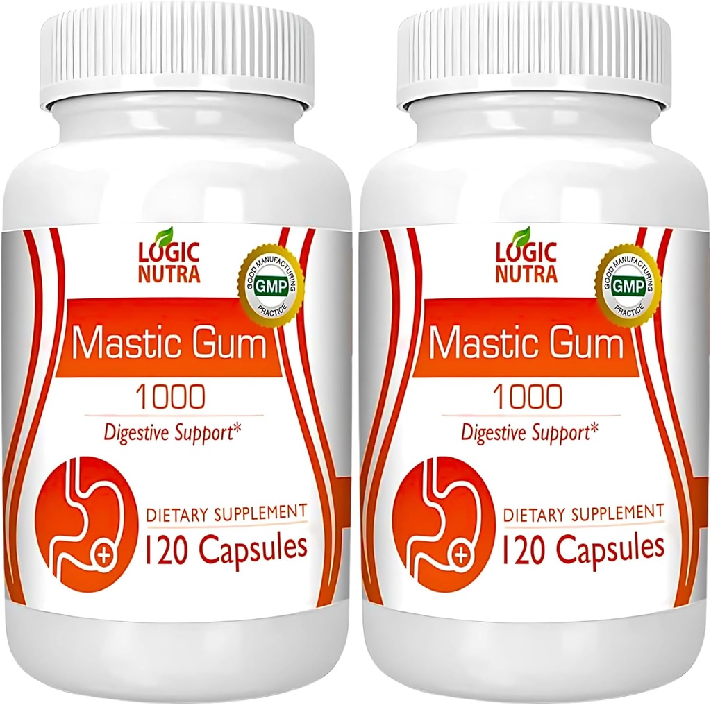 Mastic Gum Capsules - Natural Gastrointestinal Support Suplemento, 1000mg Por Serving - 120 Capsules (2 Botellas)