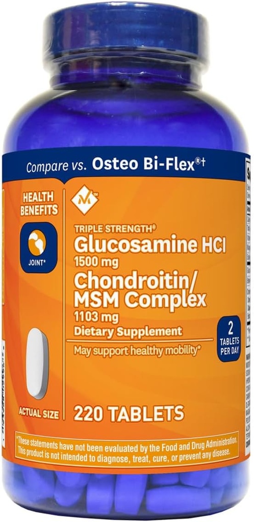 Mark Triple Strength Glucosamine 1500mg & Condroitin MSM 1288mg Tablets (1 botella (220 tabletas)
