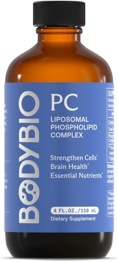 BodyBio PC - Phosphatidylcholine for Brain Health, Mental Clarity, Cognitive Function, Cellular Repair &amp; Healthy Aging, Phospholipid Complex Supplement for Gentle Daily Detox
