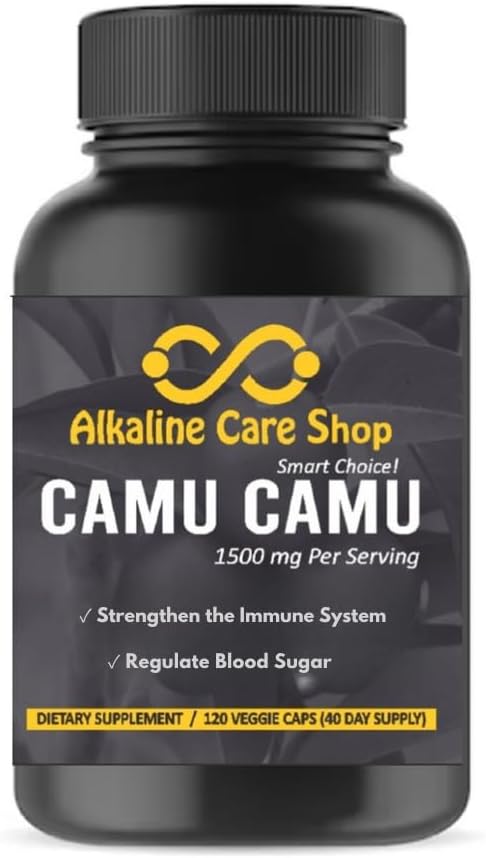 Alkaline Care tóxico Vitamina C de Camu Camu Capsules,1500mg tención100% Natural, Alimento integral, Suplemento no GMO con Camu Camu Extract  durable for Immune and Collagen Support (120 Veggie Capsules)