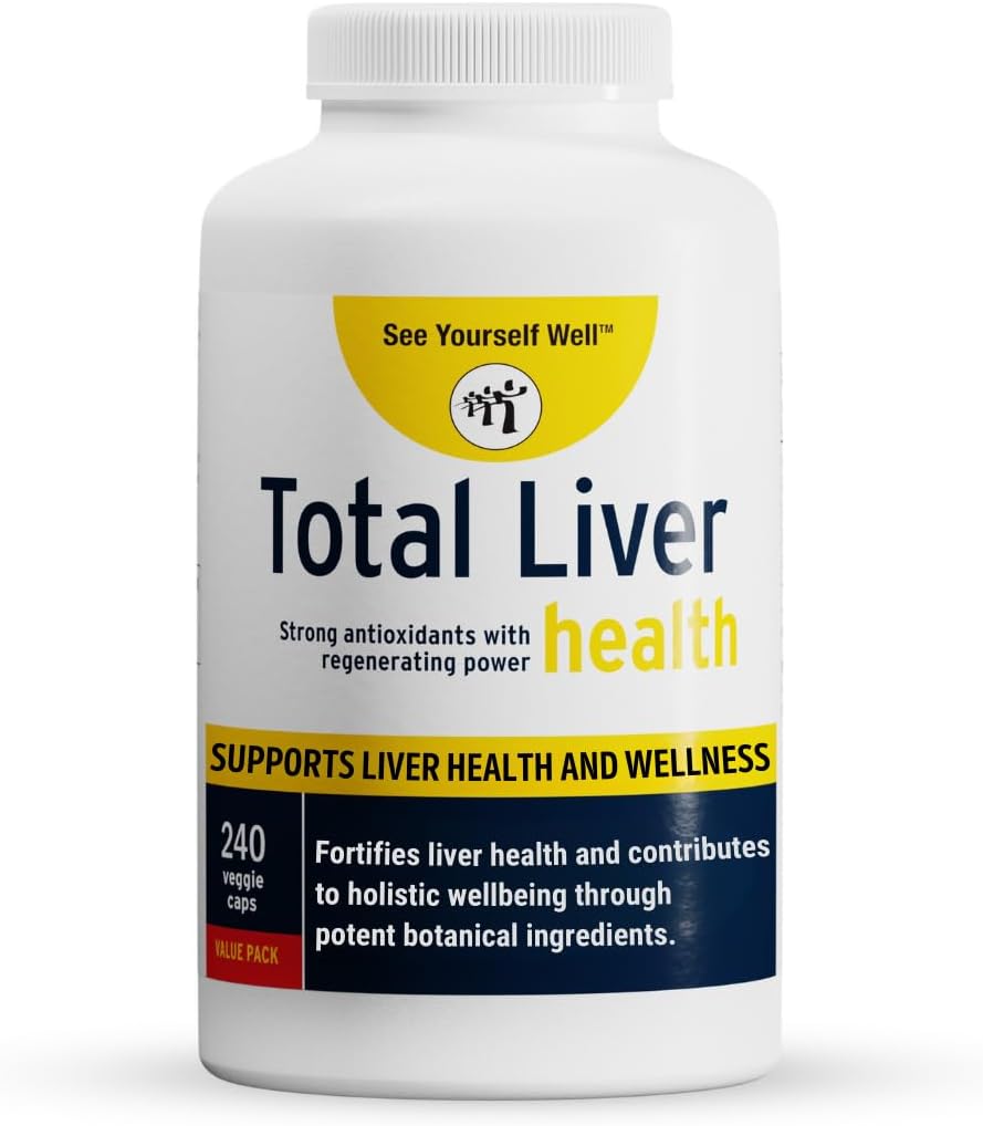 See Yourself Well Total Liver Health Supplement with Milk Thistle, Dandelion Root, Yarrow, Burdock Root, and Artichoke – 240 Vegan Capsules for Liver Function Support