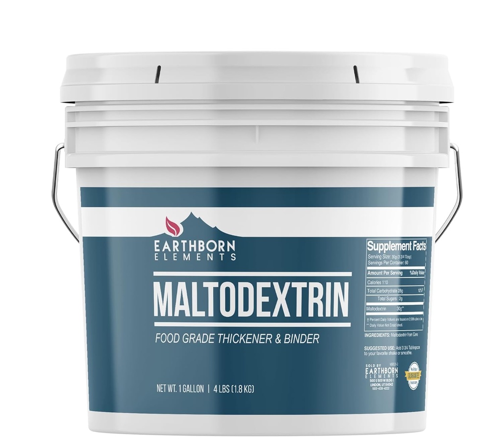 Elementos tercos Maltodextrin (1 Gallon) Agua Soluble, Complejo Carbohidrato para sacudidas de entrenamiento, No Color Artificial o Sabor