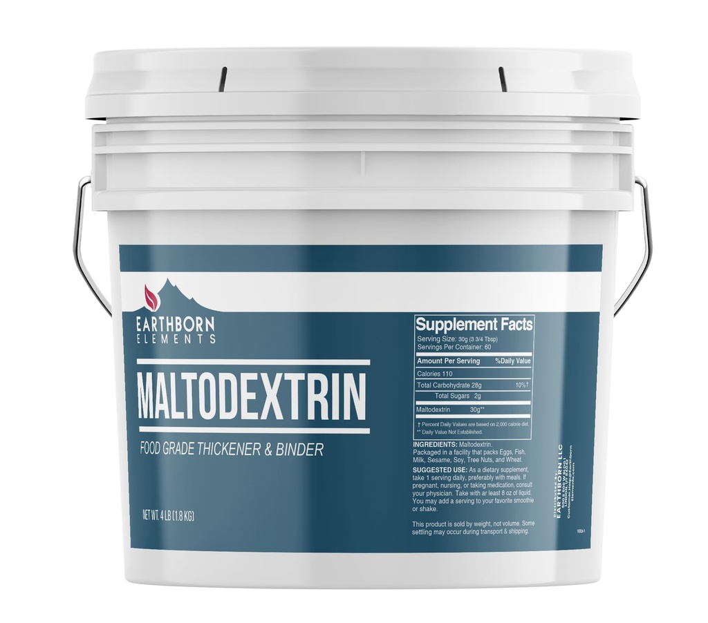 Elementos tercos Maltodextrin (1 Gallon) Agua Soluble, Complejo Carbohidrato para sacudidas de entrenamiento, No Color Artificial o Sabor