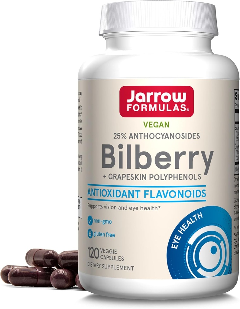 Fórmulas de frambuesa &amp; polifenoles de uvaja Capsules - 120 Conde - Suplemento de mora para ojos - Suplemento antioxidante - Para la salud del ojo - Vegan - No GMO