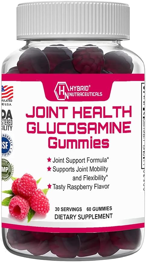 Híbrido Nutraceuticals Joint Health Supplement - Glucosamine Gummies with Vitamin E - Support Joint Mobility & Flexibility Support Supplement, Raspberry Flavor - 60 Gummies