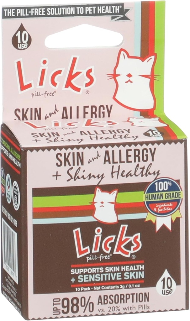 Licks - Cat Allergy - Cat Skin and Allergy - LiquiPaks - 10 Use