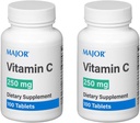 MAJOR Vitamin-C 250 mg Ascorbic Acid Tablets, 100 CT - Pack de 2