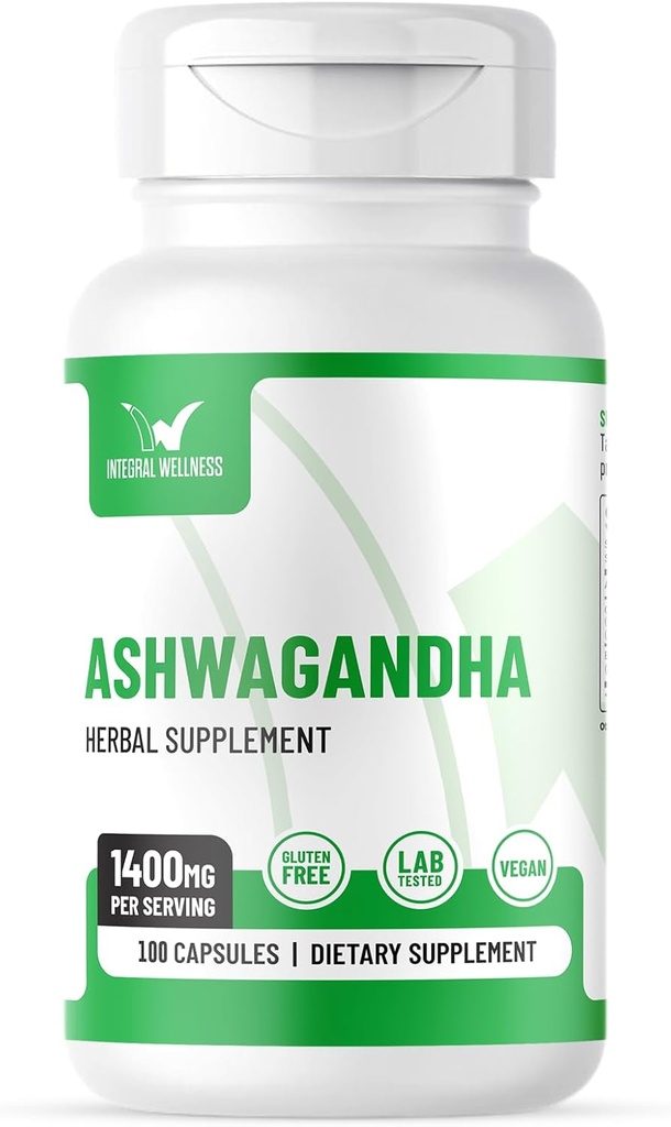 Ashwagandha w/Black Pepper Extract - 1400mg (100 caps) peru 3rd Party Tested &amp; Filler-Free - Vegan