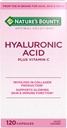 Nature's Bounty Vitamin C and Hyaluronic Acid Supplement, Supports Glowing Skin, Immune Function & Collagen Production, 120 Capsules - 60 Day Supply, Optimal Solutions Supplements for Skin Health